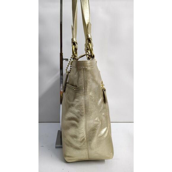 Coach Lily Legacy Metallic Gold Leather Ltd Ed TurnLock Tote Shoulder Bag - $580 - Picture 3 of 14